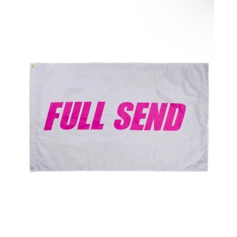 Full Send Breast Cancer Awareness Flag Vinyl Tapestry Poster NELK Boys 3'x5' New